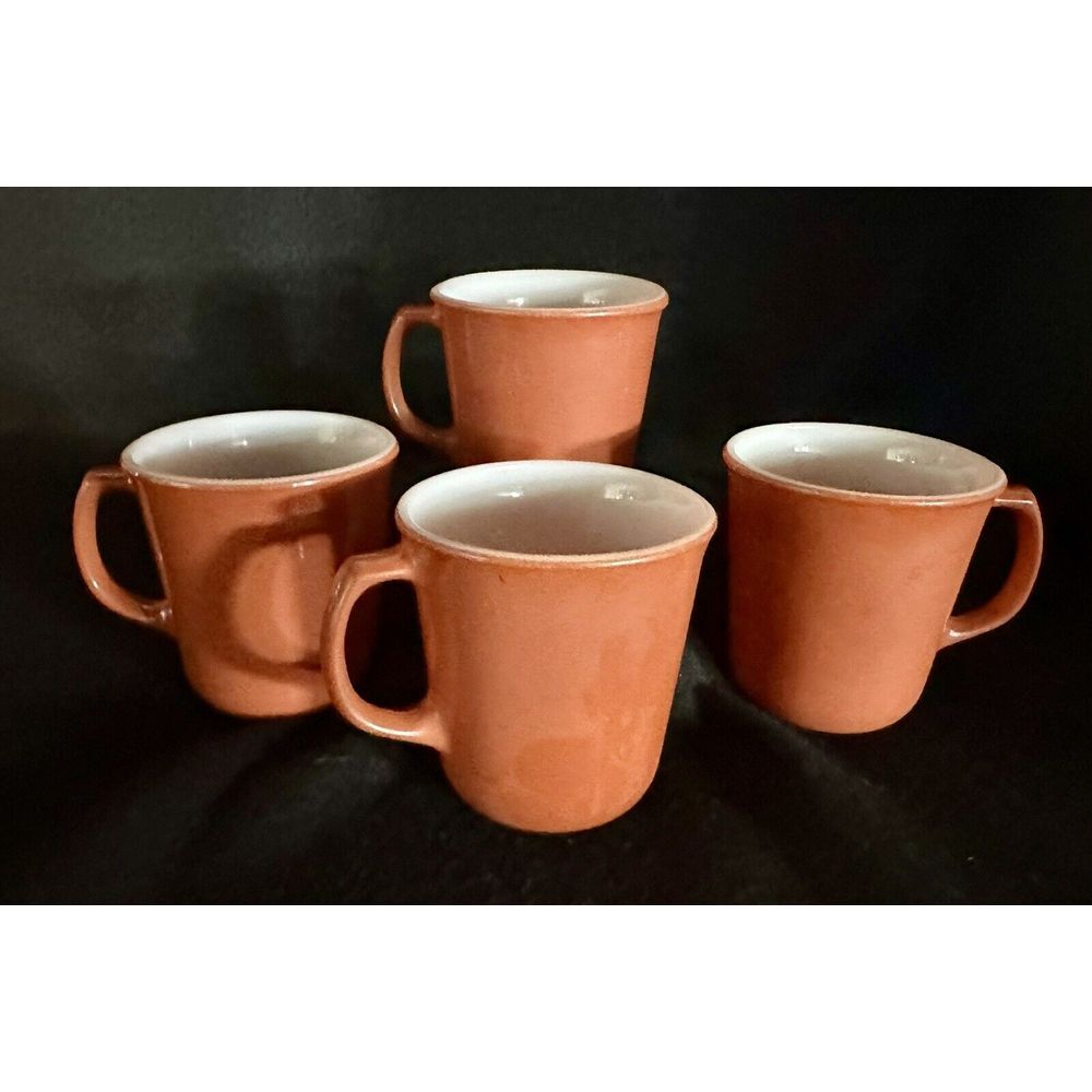 Vintage Set of 4 Corning Red/Copper Corelle Mugs Corningware Tableware NY USA - Picture 1 of 3